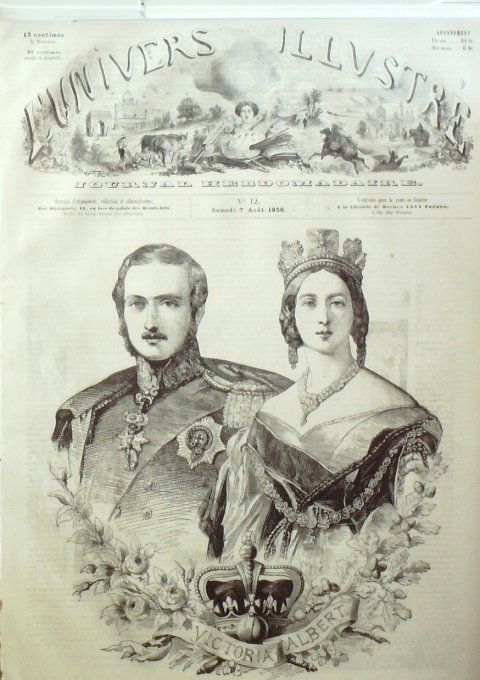 L'Univers illustré 1858 n°  12 Cherbourg (50) Marie de Médicis  Victoria, Albert