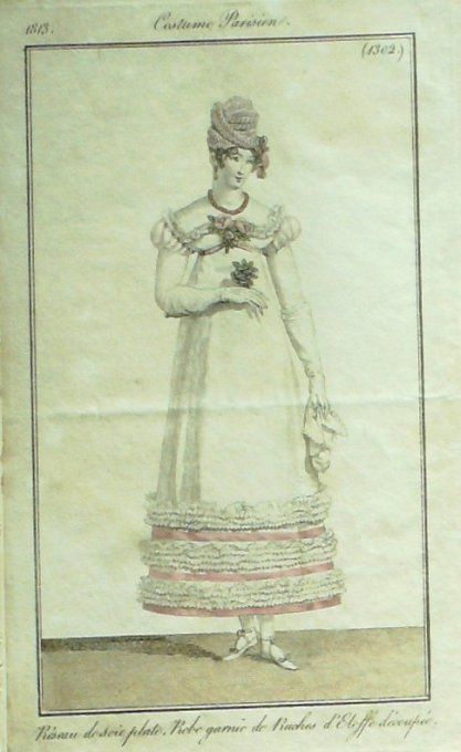 Gravure Mode Costume Parisien 1813 # 1302 (eau forte old Fashion plate