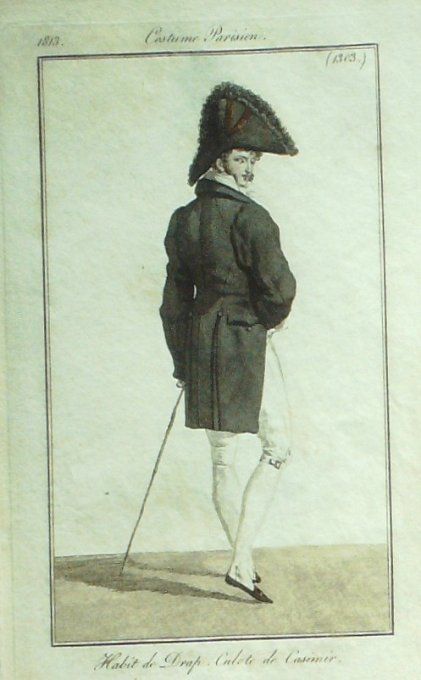 Gravure Mode Costume Parisien 1813 # 1303 (eau forte old Fashion plate