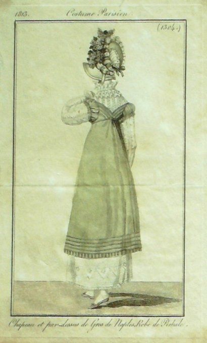 Gravure Mode Costume Parisien 1813 # 1304 (eau forte old Fashion plate