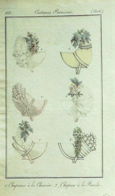Gravure Mode Costume Parisien 1813 # 1306 (eau forte old Fashion plate
