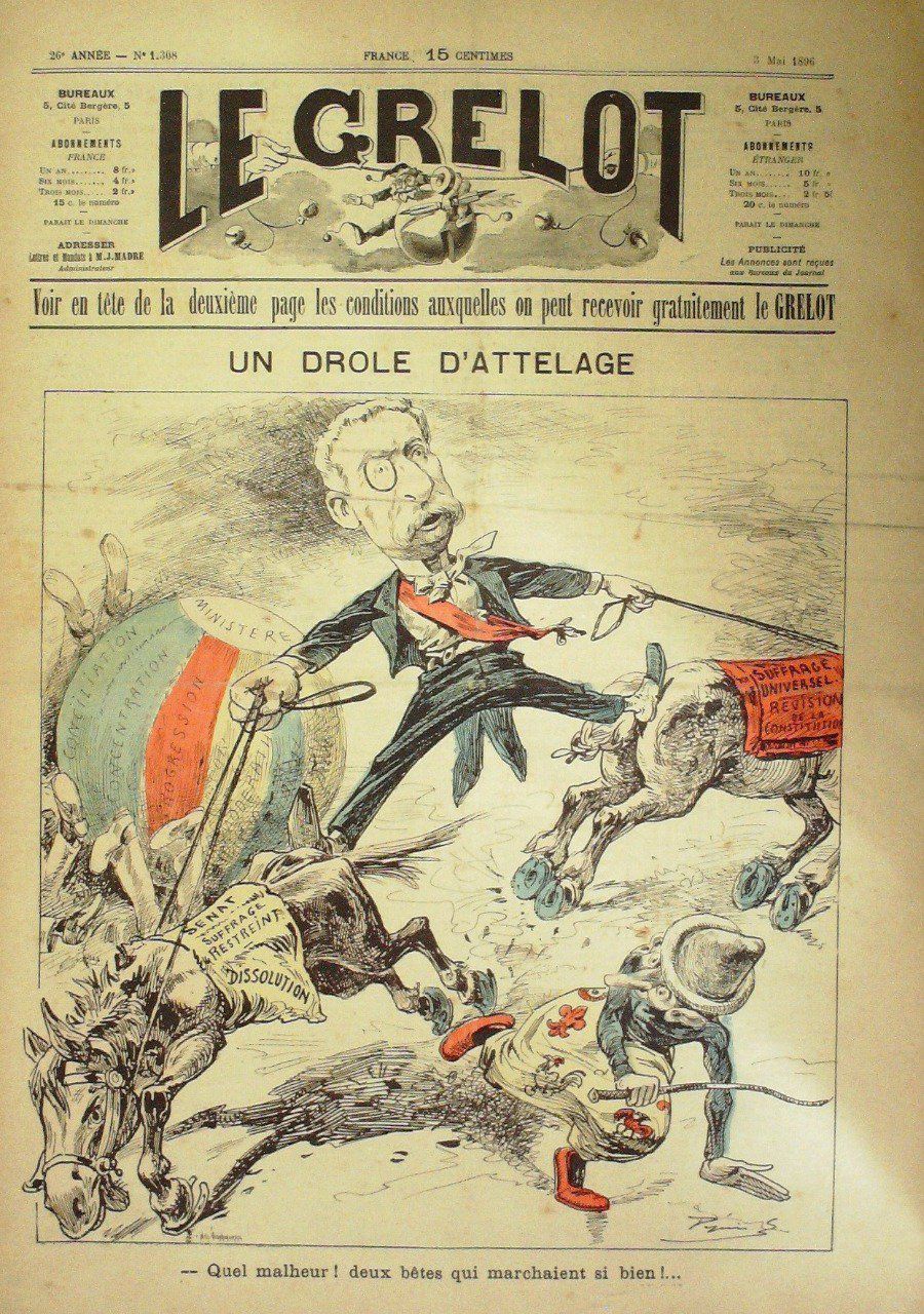 Le Grelot 1896 n°1308 UN DROLE D'ATTELAGE PEPIN