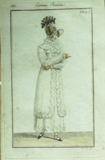 Gravure Mode Costume Parisien 1813 # 1309 (eau forte old Fashion plate