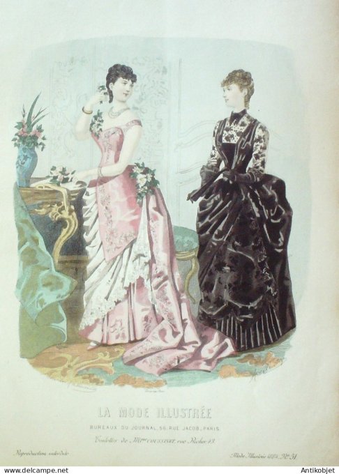 Gravure Mode illustree 1884 # 51 (Old Fashion plate)