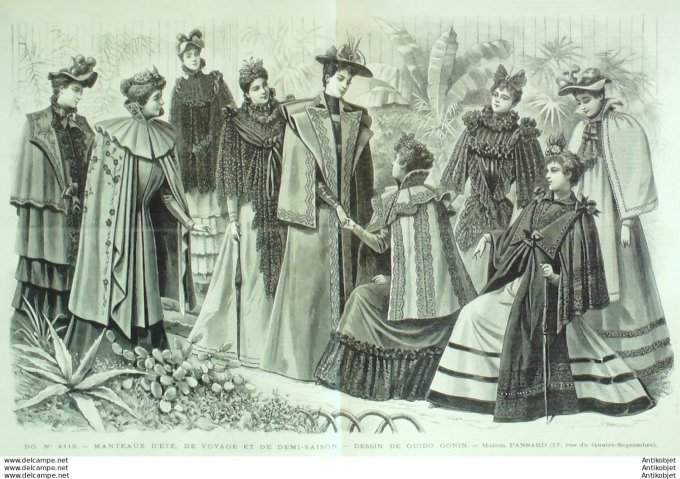 Gravure de mode Revue de la mode Gazette NB (Maison Mansard) Manteaux d'été