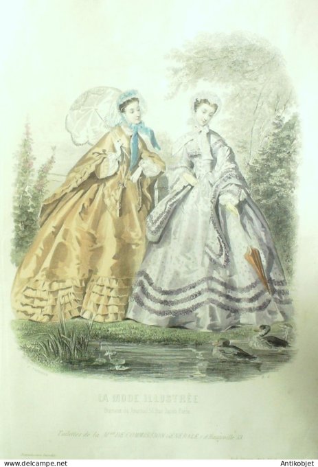 Gravure Mode illustree 1863 # 19 (Old Fashion plate)