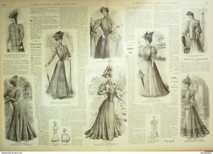 La Mode illustrée journal 1905 n° 32 Costume en jupe plissée