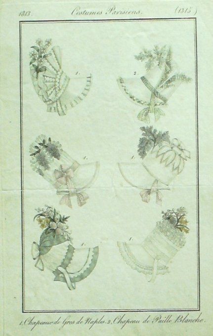Gravure Mode Costume Parisien 1813 # 1315 (eau forte old Fashion plate