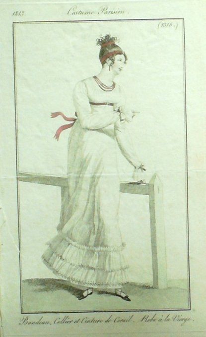 Gravure Mode Costume Parisien 1813 # 1316 (eau forte old Fashion plate