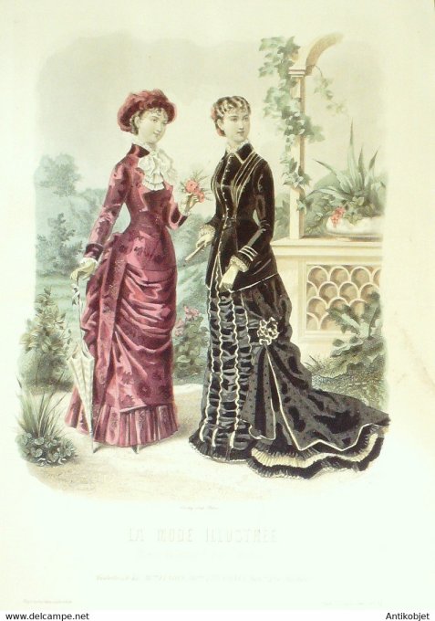 Gravure de mode La Mode illustrée 1880 n°34 (Maison Coussinet-Fladry)