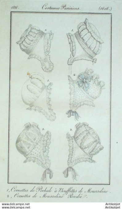 Costume Parisien 1816 # 1606 Bouffettes de mousseline