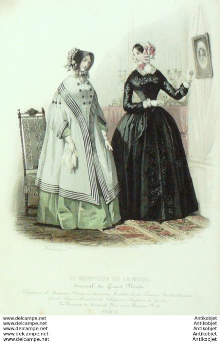 Gravure Mode Le Moniteur 1850 # 55 (Old Fashion plate)