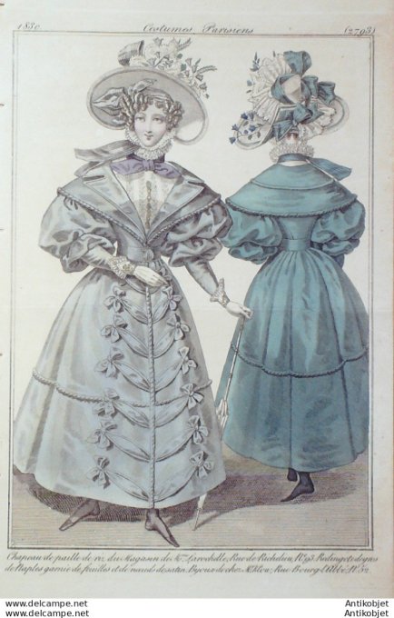 Costume Parisien 1830 # 2793 Redingote de gros de Naples
