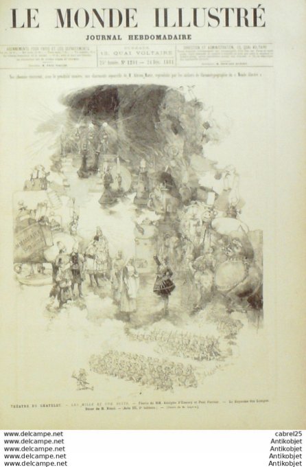 Le Monde illustré 1881 n°1291 Théâtre Les Mille Et Une Nuits Autriche Vienne Incendie Ring Theater