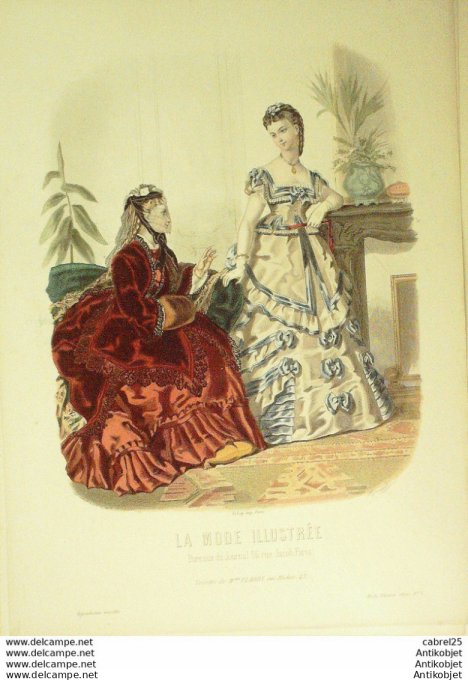 Gravure de mode La Mode illustrée 1872 n°02 (Maison Fladry)