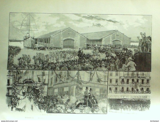 Le Monde illustré 1893 n°1886 Marseille (13) Dodds Bordeaux (33) quai des Chartrons