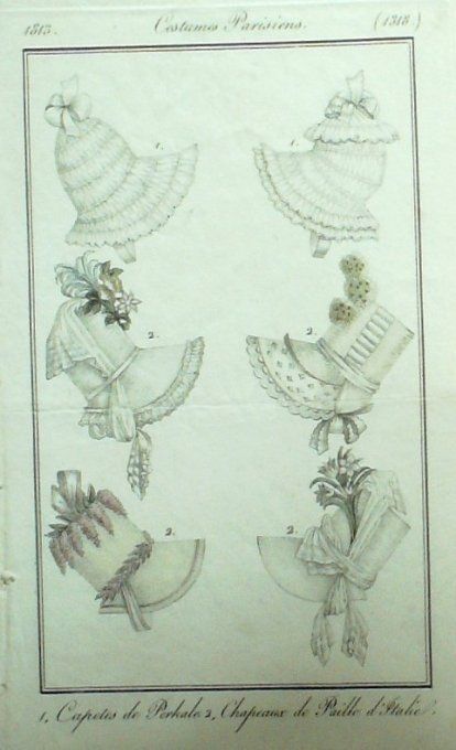 Gravure Mode Costume Parisien 1813 # 1323 (eau forte old Fashion plate