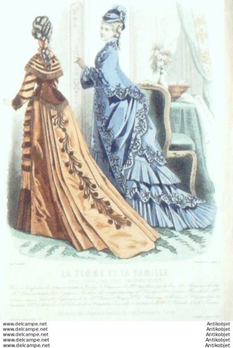 Gravure Mode La Femme & La  Famille 1874 # 11 (Old Fashion plate)