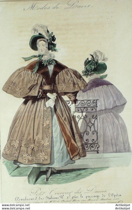 Petit courrier des Dames 1831 #  925 Manteau avec ceintures