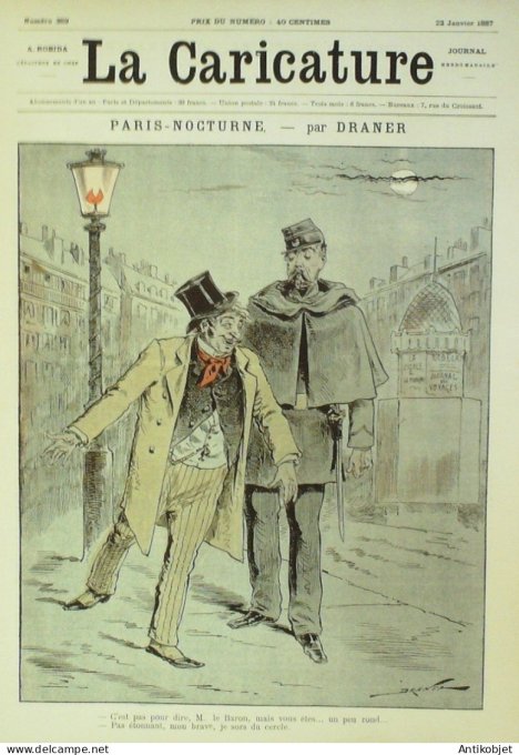 La Caricature 1887 #369 Paris nocturne Draner De Bonnières par Luque GodefroyTrock
