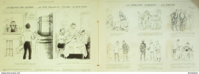 La Caricature 1887 #369 Paris nocturne Draner De Bonnières par Luque GodefroyTrock