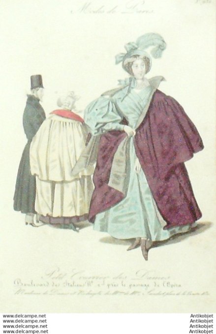 Gravure Mode Courrier des Dames 1831 #  932 (eau forte old Fashion plate)