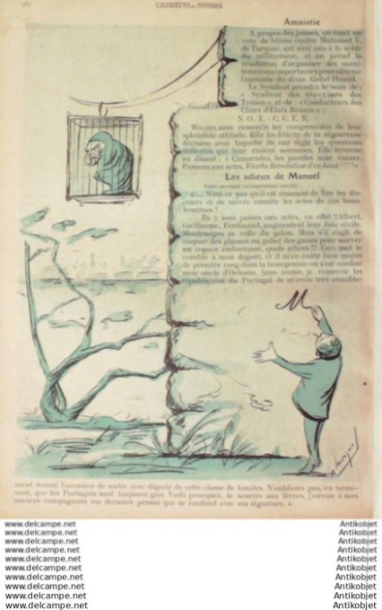 L'Assiette au beurre 1910 # 503 Syndicat des ouvriers S.O.T.des trones Savignol