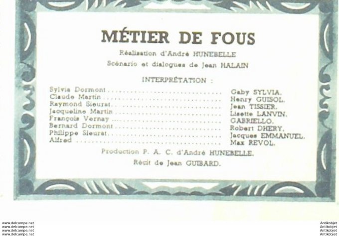 Métier de fous Gaby Sylvia Gabriello Henri Guisol