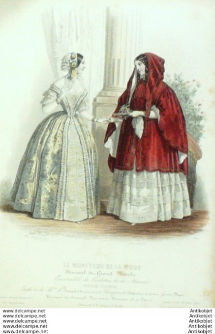 Gravure Mode Le Moniteur 1850 # 60 (Old Fashion plate)
