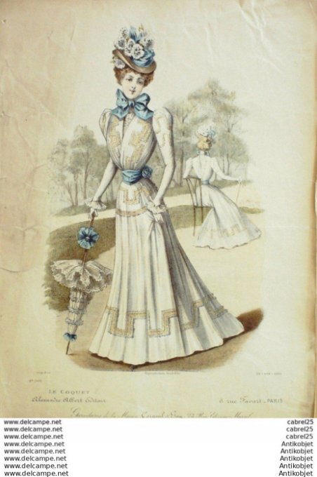 Gravure Mode Le Coquet 1898 # 23 (Old Fashion plate)