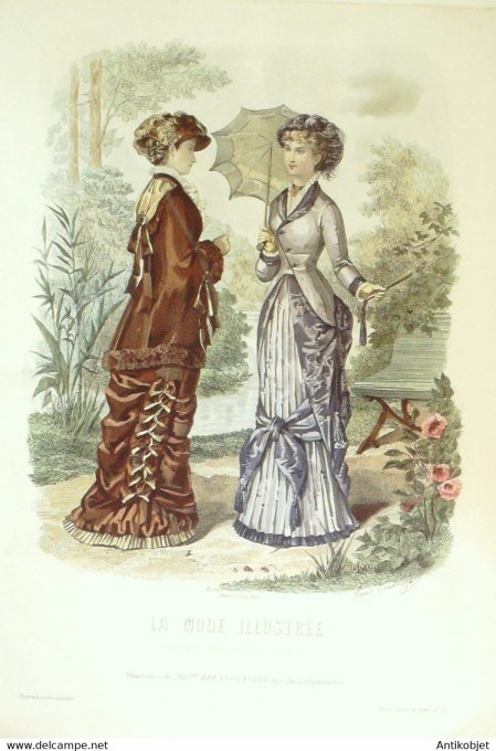 Gravure de mode La Mode illustrée 1880 n°35 (Maison Bréant-Castel)