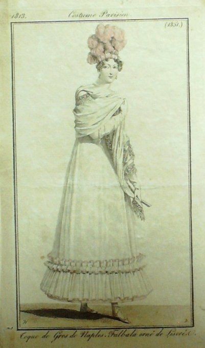 Gravure Mode Costume Parisien 1813 # 1351 (eau forte old Fashion plate