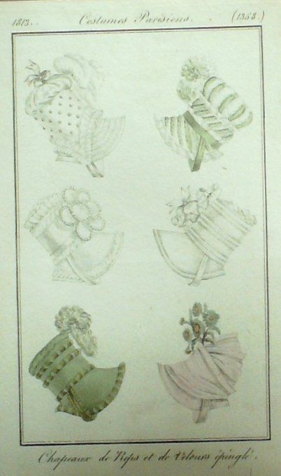 Gravure Mode Costume Parisien 1813 # 1358 (eau forte old Fashion plate