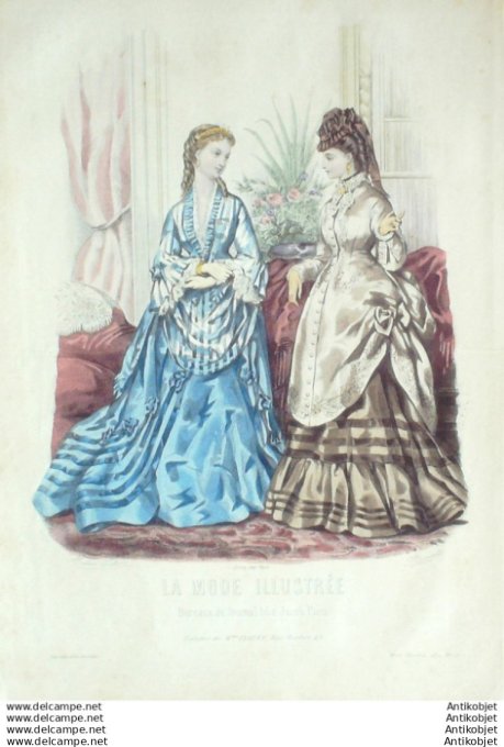 Gravure Mode illustree 1872 # 10 (Old Fashion plate)