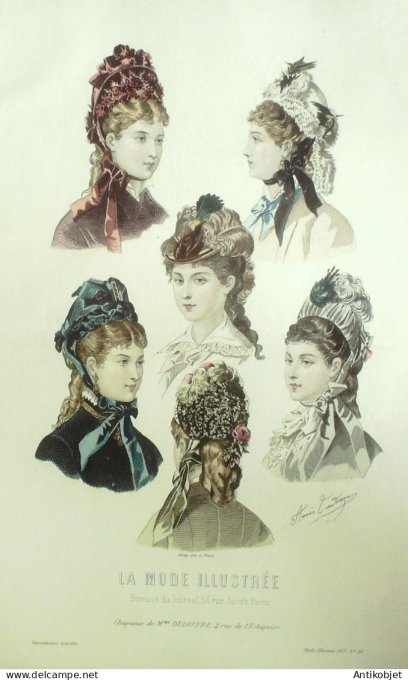 Gravure Mode illustree 1877 # 48 (Old Fashion plate)