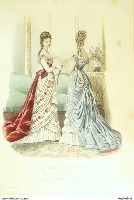 Gravure de mode La Mode illustrée 1876 n°45 (Maison Fladry)