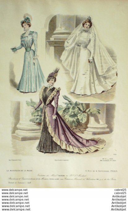 Gravure Mode Le Moniteur 1898 # 10 (Old Fashion plate)