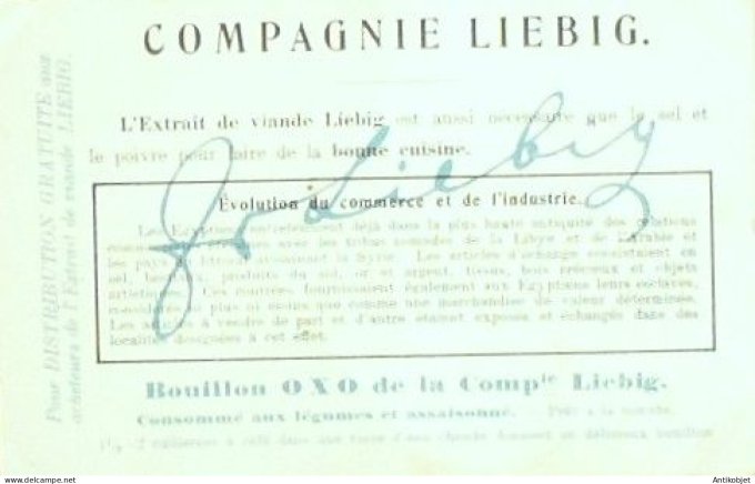 Chromo Liebig Sang  993 Evolution du Commerce et Industrie I (1910)
