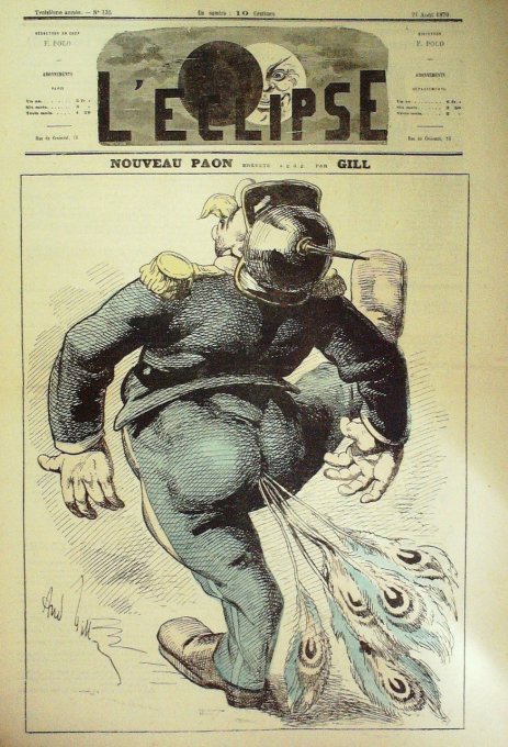 L'Eclipse 1870 n°135 NOUVEAU PAON André GILL FAUSTIN