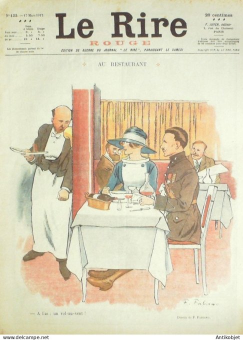 Le Rire Rouge 1917-03-17 # 122 Journal humoristique Ed.Originale Au restaurant