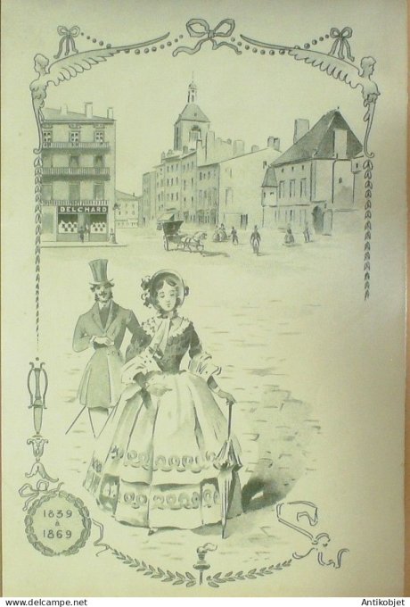Menu vierge illustre publicitaire Chapellerie Delchard Nancy (54) 1900