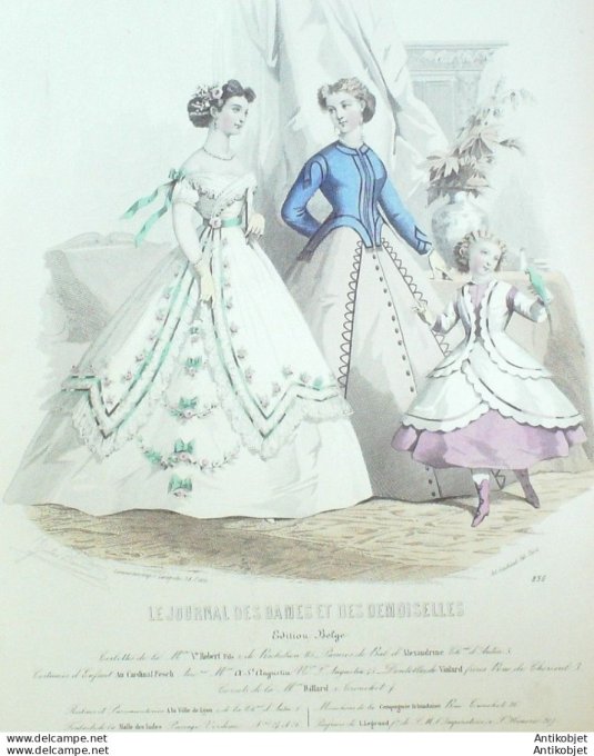 Gravure Mode J.Dames & Demoiselles 1859 # 836 (Old Fashion plate)