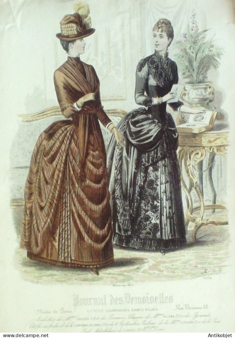 Gravure Mode J.Demoiselles 1887 # 4654 (Old Fashion plate)