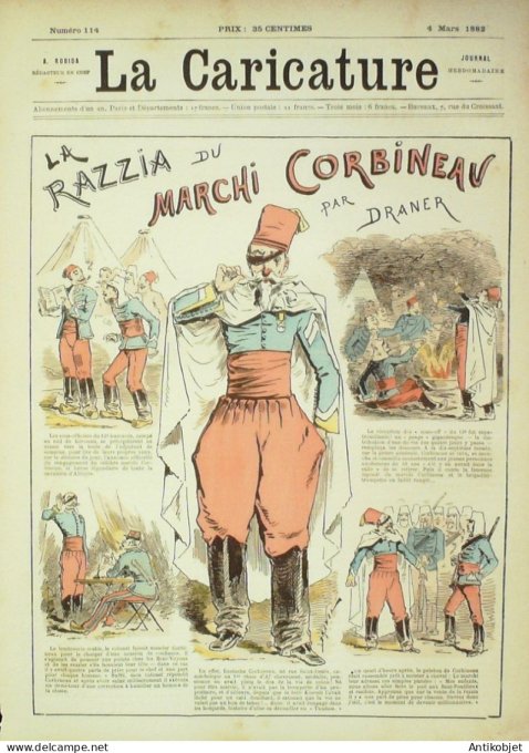 La Caricature 1882 #114 La Razzia au Marchi Corbineau Draner l'épuration Draner