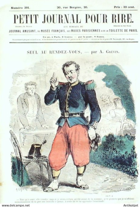Petit journal pour Rire 1860 # 291 Seul au Rendez-vous Grevin