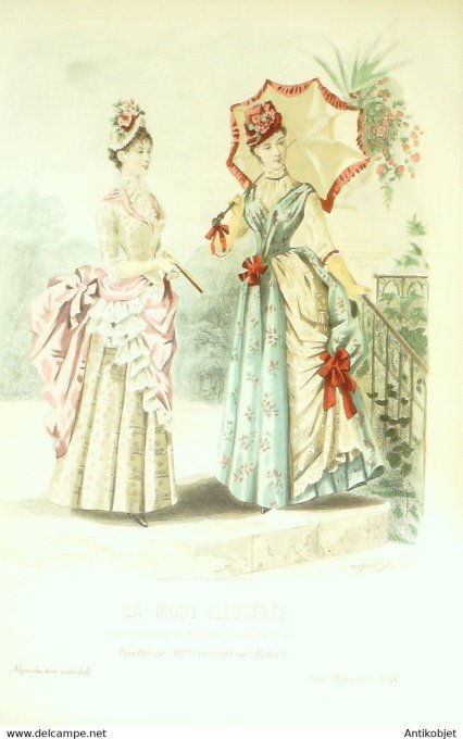 Gravure de mode La Mode illustrée 1885 n°18 (Maison Coussinet)
