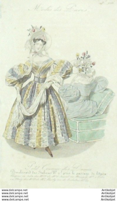 Gravure Mode Courrier des Dames 1831 #  926 (eau forte old Fashion plate)