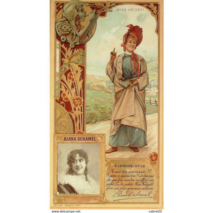 Chromo Lefèvre Utile BIANA DUHAMEL "MISS HELYETT" 1896