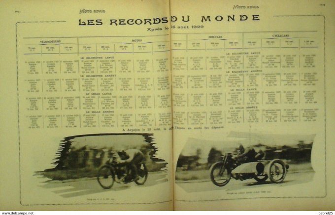 Moto Revue 1929 n° 338 B.S.A.175cmc AJW chassis GP SUisse,Bruxelles records mondiaux
