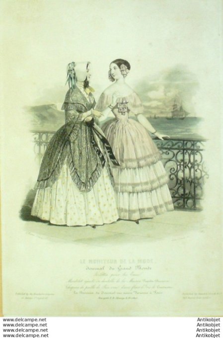 Gravure Mode Le Moniteur 1849 # 46 (Old Fashion plate)